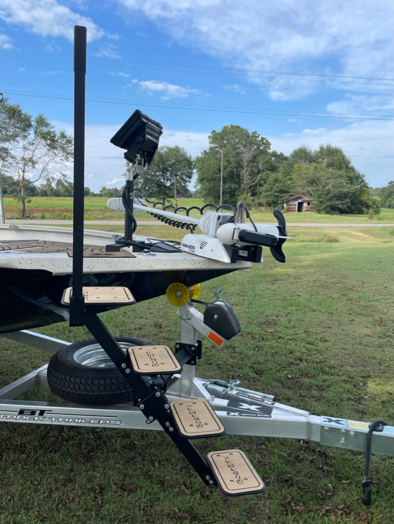 Jyoelron Side-Mount Boat Trailer Steps With Handrail, EVA Anti-Slip Mat, 450Lbs Capacity, Recommended For Bow Heights Up To 39", Fits Trailer Tongues 3" To 4" Wide & Up To 5" High